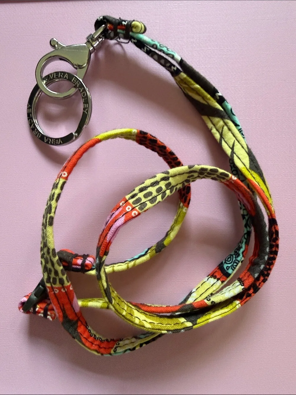 🖤Vera Bradley RETIRED Lanyard Keyring Lime Green, Teal, Black, Red, Pink NEW
